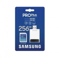 USB Преносима памет SAMSUNG 256GB SD PRO Plus + USB Reader, Class10, Read 180MB/s - Write 130MB/s