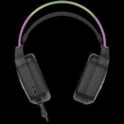 Слушалки CANYON Darkless GH-9A, RGB gaming headset with Microphone, Microphone frequency response: 20HZ 20KHZ,  ABS+ PU leather, USB*1*3.5MM jack plug, 2.0M PVC cable, weight:280g, black