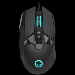 Мишка LORGAR Stricter 579, gaming mouse, 9 programmable buttons, Pixart PMW3336 sensor, DPI up to 12 000, 50 million clicks buttons lifespan, 2 switches, built-in display, 1.8m USB soft silicone cable, Matt UV coating with glossy parts and RGB lights with 4 LED flowing modes, size: 131*72*41mm, 0.127kg, b
