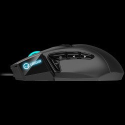 Мишка LORGAR Stricter 579, gaming mouse, 9 programmable buttons, Pixart PMW3336 sensor, DPI up to 12 000, 50 million clicks buttons lifespan, 2 switches, built-in display, 1.8m USB soft silicone cable, Matt UV coating with glossy parts and RGB lights with 4 LED flowing modes, size: 131*72*41mm, 0.127kg, b