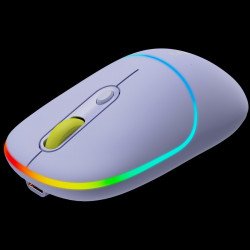 Мишка CANYON MW-22, 2 in 1 Wireless optical mouse with 4 buttons,Silent switch for right/left keys,DPI 800/1200/1600, 2 mode(BT/ 2.4GHz),  650mAh Li-poly battery,RGB backlight,Mountain lavender, cable length 0.8m, 110*62*34.2mm, 0.085kg