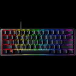 Клавиатура RAZER Huntsman Mini - Clicky Optical (Purple Switch) - US - Black, Gaming Keyboard, RazerT Optical Switches, size 60%, RGB Chroma, Doubleshot PBT Keycaps With Side-Printed Secondary Functions, Standard Bottom Row Layout, Fully programmable keys with on-the-fly macro recording, 1000 Hz Ultrapolling, 