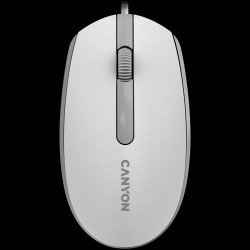 Мишка CANYON Wired  optical mouse with 3 buttons, DPI 1000, with 1.5M USB cable,White grey, 65*115*40mm, 0.1kg