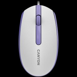 Мишка CANYON Wired  optical mouse with 3 buttons, DPI 1000, with 1.5M USB cable,White lavender, 65*115*40mm, 0.1kg