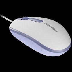 Мишка CANYON Wired  optical mouse with 3 buttons, DPI 1000, with 1.5M USB cable,White lavender, 65*115*40mm, 0.1kg