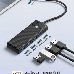 Аксесоари за лаптопи ORICO хъб USB3.1 HUB Type-C - 4 x USB3.0 - PAPW4A-C3-015-BK