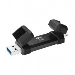 USB Преносима памет SILICON POWER Външен SSD Silicon Power DS72 Black, 1TB, USB-A и USB-C 3.2 Gen2