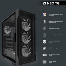 Кутии и Захранвания ZALMAN кутия Case ATX - I3 NEO TG Black - aRGB, Tempered Glass