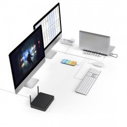 Аксесоари HAMA Докинг станция 10 в 1  Connect2Office Pro, USB-A, USB-C (PD), HDMI, DisplayPort, LAN/Ethernet, Сива