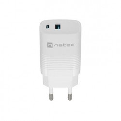 Аксесоари за лаптопи Natec USB Charger  Ribera Gan 1X USB-A + 1X USB-C 30W, White