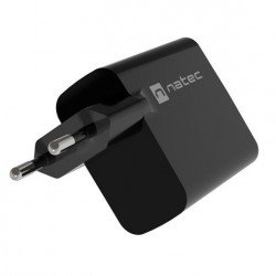 Аксесоари за лаптопи Natec USB Charger  Ribera Gan 1X USB-A + 1X USB-C 45W, Black