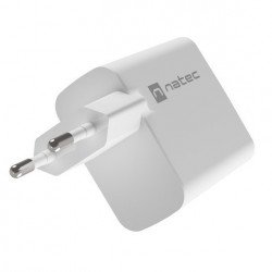 Аксесоари за лаптопи Natec USB Charger  Ribera Gan 1X USB-A + 1X USB-C 45W, White