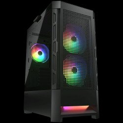 Кутии и Захранвания COUGAR Airface RGB, Mid Tower, 2x 140 1x120 ARGB Fans, RGB Button,  4mm Tempered Glass, Mini ITX / Micro ATX / ATX / CEB/ E-ATX, USB 3.0 x 2, USB 2.0 x 1, 4 Pole Headset Audio Jack x1